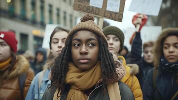 AI generated Diverse Protesters Rally for Social Justice Amid Chants and Signs photo