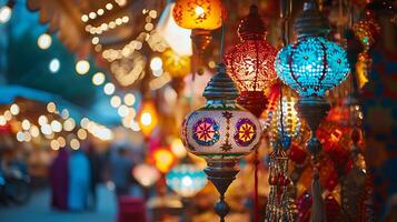AI generated Festive Open Air Market Celebrates Unity and Diversity with Colorful Decorations Music and Diverse Cuisines photo