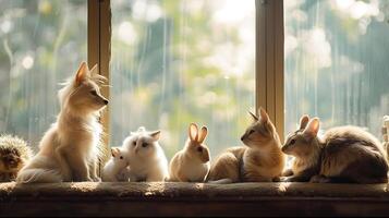 AI generated Adorable Animals Bask in Soft Natural Light Radiating Charm Elegance and Playfulness photo