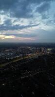 An Aerial Vertical and Portrait Style Night Footage of Illuminated Central Hatfield City of Hertfordshire England, United Kingdom. March 9th, 2024 video