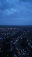 An Aerial Vertical and Portrait Style Night Footage of Illuminated Central Hatfield City of Hertfordshire England, United Kingdom. March 9th, 2024 video