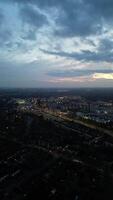 An Aerial Vertical and Portrait Style Night Footage of Illuminated Central Hatfield City of Hertfordshire England, United Kingdom. March 9th, 2024 video