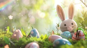 ai generado Pascua de Resurrección huevo Conejo antecedentes video