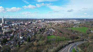 hoch Winkel Aussicht von zentral Watford Stadt von England großartig Großbritannien. März 3., 2024 video