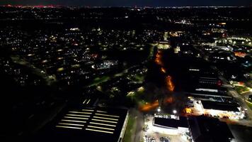 High Angle View of Illuminated Centra Watford City of England Great Britain at Night. March 3rd, 2024 video