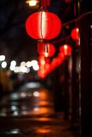 AI generated Glowing lanterns illuminate the night, celebrating Chinese culture generated by AI photo