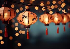 AI generated Glowing lanterns illuminate the night, celebrating Chinese culture generated by AI photo