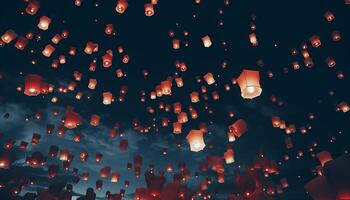AI generated Celebration of cultures lanterns ignite, glowing in vibrant, multi colored night generated by AI photo
