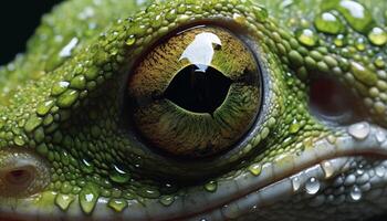 AI generated Spooky reptile staring, close up, nature dangerous beauty generated by AI photo