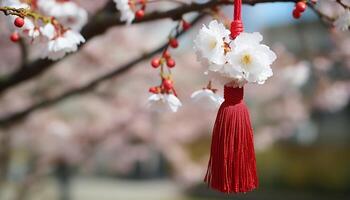 AI generated Fresh cherry blossom, symbol of beauty, in Japanese springtime generated by AI photo