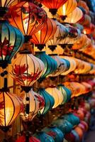 AI generated Vibrant Chinese lanterns illuminate traditional outdoor celebrations, symbolizing indigenous cultures generated by AI photo