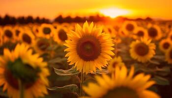 AI generated Sunflower in nature, yellow summer plant outdoors generated by AI photo