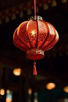 AI generated Chinese lanterns illuminate the night, celebrating traditional culture and spirituality generated by AI photo