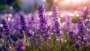 ai generado púrpura flor en prado, cerca arriba de naturaleza generado por ai foto