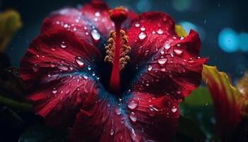 ai generado vibrante de colores flor pétalos relucir con gotas de lluvia generado por ai foto