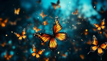 ai generado vibrante de colores mariposa volador en naturaleza belleza generado por ai foto
