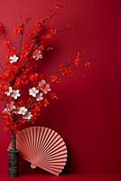 ai generado resumen floral patrón, japonés cultura, elegancia en naturaleza, Cereza florecer generado por ai foto