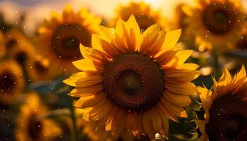 AI generated Yellow sunflower in nature, vibrant blossom under sunlight generated by AI photo