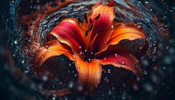 AI generated Freshness and beauty in nature, wet flower petal generated by AI photo