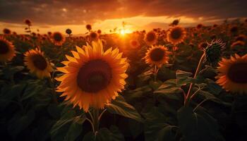 AI generated Sunflower in nature, summer yellow plant sun generated by AI photo