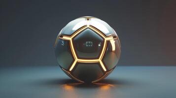 AI generated Explore the intricacy of a 3D rendered soccer ball, where cutting-edge technology meets the world's most beloved sport. Ai Generated. photo