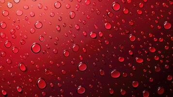 AI generated Bold red background adorned with glistening droplets of water, Ai Generated. photo