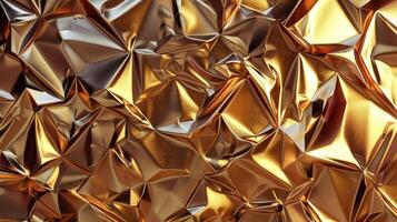 AI generated Shiny gold geometric metal texture adds elegance and sophistication, Ai Generated. photo