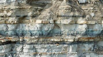 AI generated Explore the detailed texture of a layered sediment in a flat composition, Ai Generated. photo