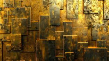 AI generated Shiny gold geometric metal texture adds elegance and sophistication, Ai Generated. photo