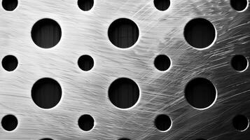 AI generated Abstract stainless steel checker plate with round hole punch, a rugged and industrial background. Ai Generated. photo