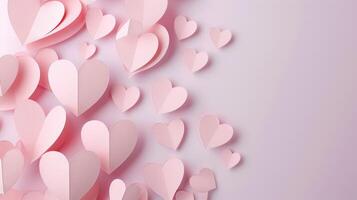 AI generated Delightful paper cut hearts backdrop, perfect for romantic Valentine's Day wallpaper, Ai Generated photo