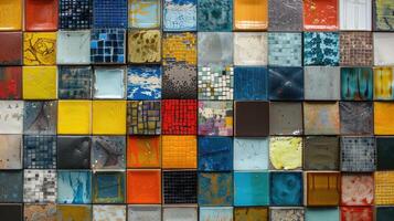 AI generated Diverse colored tiles for bathroom and kitchen renovation, Ai Generated. photo