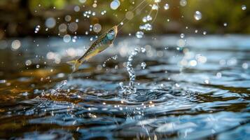 AI generated Close-up shot captures a fish hook underwater, an intriguing glimpse into the world of fishing. Ai Generated. photo