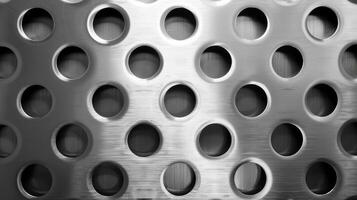 AI generated Abstract stainless steel checker plate with round hole punch, a rugged and industrial background. Ai Generated. photo