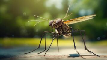 AI generated Cheerful mosquito enjoys forest surroundings, Ai Generated photo