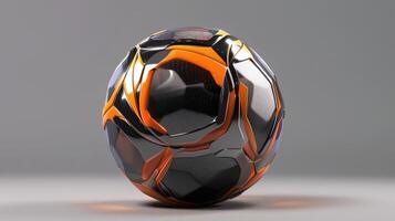 ai generado explorar el complejidad de un 3d prestados fútbol pelota, dónde innovador tecnología Satisface el del mundo más amado deporte. ai generado. foto