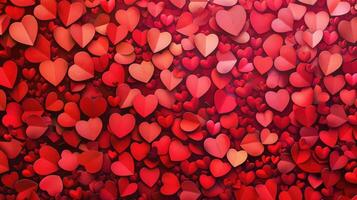 AI generated Delightful paper cut hearts backdrop, perfect for romantic Valentine's Day wallpaper, Ai Generated photo