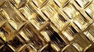 AI generated Shiny gold geometric metal texture adds elegance and sophistication, Ai Generated. photo