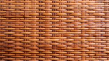 AI generated Brown bamboo weave texture, a nature background with handicraft charm. Ai Generated. photo