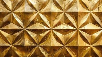 AI generated Shiny gold geometric metal texture adds elegance and sophistication, Ai Generated. photo