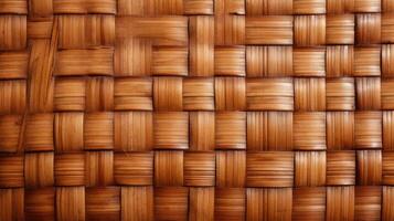 AI generated Brown bamboo weave texture, a nature background with handicraft charm. Ai Generated. photo