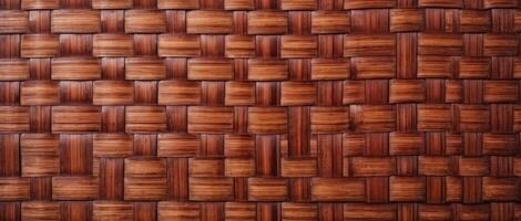 AI generated Brown bamboo weave texture, a nature background with handicraft charm. Ai Generated. photo