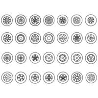 Car wheel icon vector set. Wheel illustration sign collection. Tire service symbol or logo.