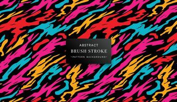 Hand painted colored brush strokes pattern on Black background vector