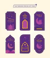 Eid Mubarak greeting card collection or Ramadan label Designs vector