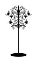 Vector floor lamp in doodle style with black outline classic design