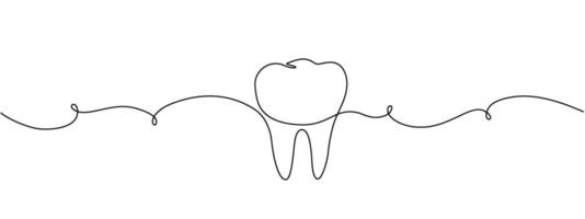 Tooth icon in continuous linear editable drawing style.   Concept of linear drawing of healthy molar. Vector illustration.
