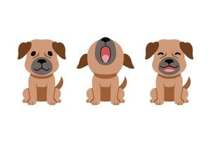 Set of vector cartoon character cute brown dog