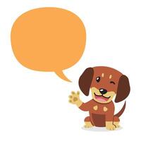 Vector cartoon character dachshund dog with speech bubble