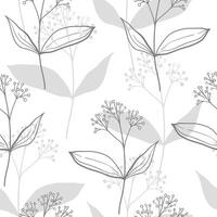 Simple monochrome floral seamless pattern vector